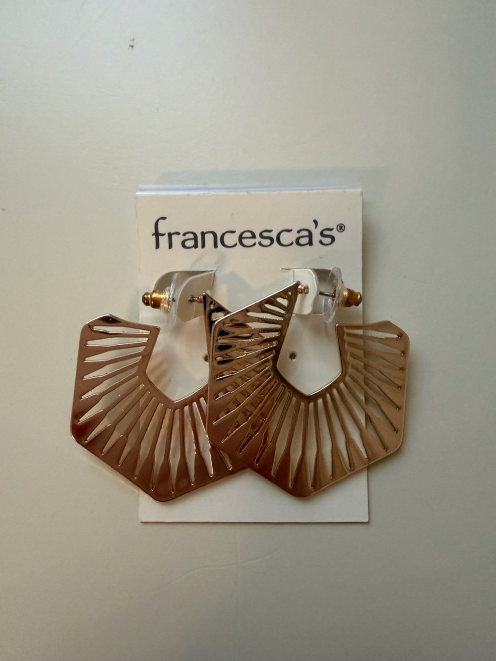 Francesca's Collections Rose Gold Fan Cutout Hoop Earrings
